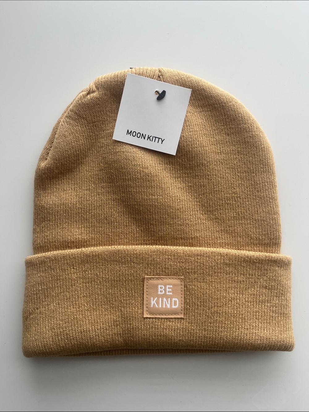 "Be Kind" Tan Knit Beanie